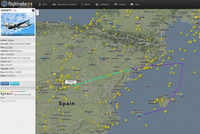 IWD667P - Siirtolento Ibizalta Helsinkiin kääntyi Madridiin. Kuvakaappaus: Flightradar24.com