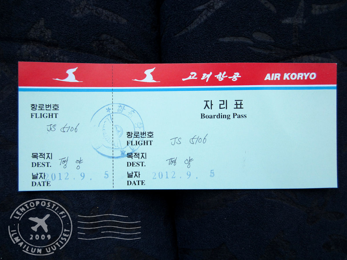 Air Koryo tarkistuskortti